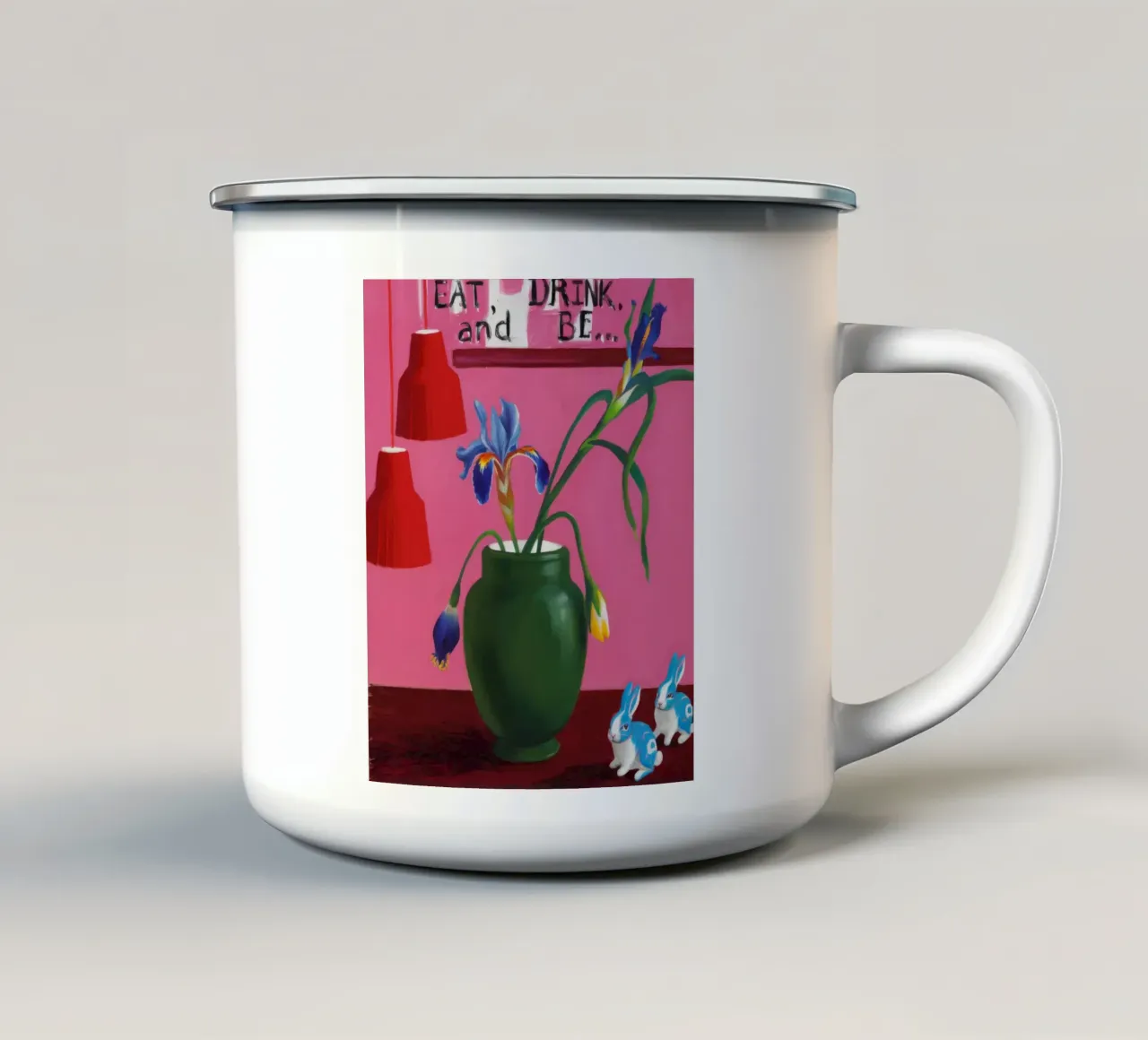Verdeggiante fioritura festiva tazza in smalto da Opal Strokes