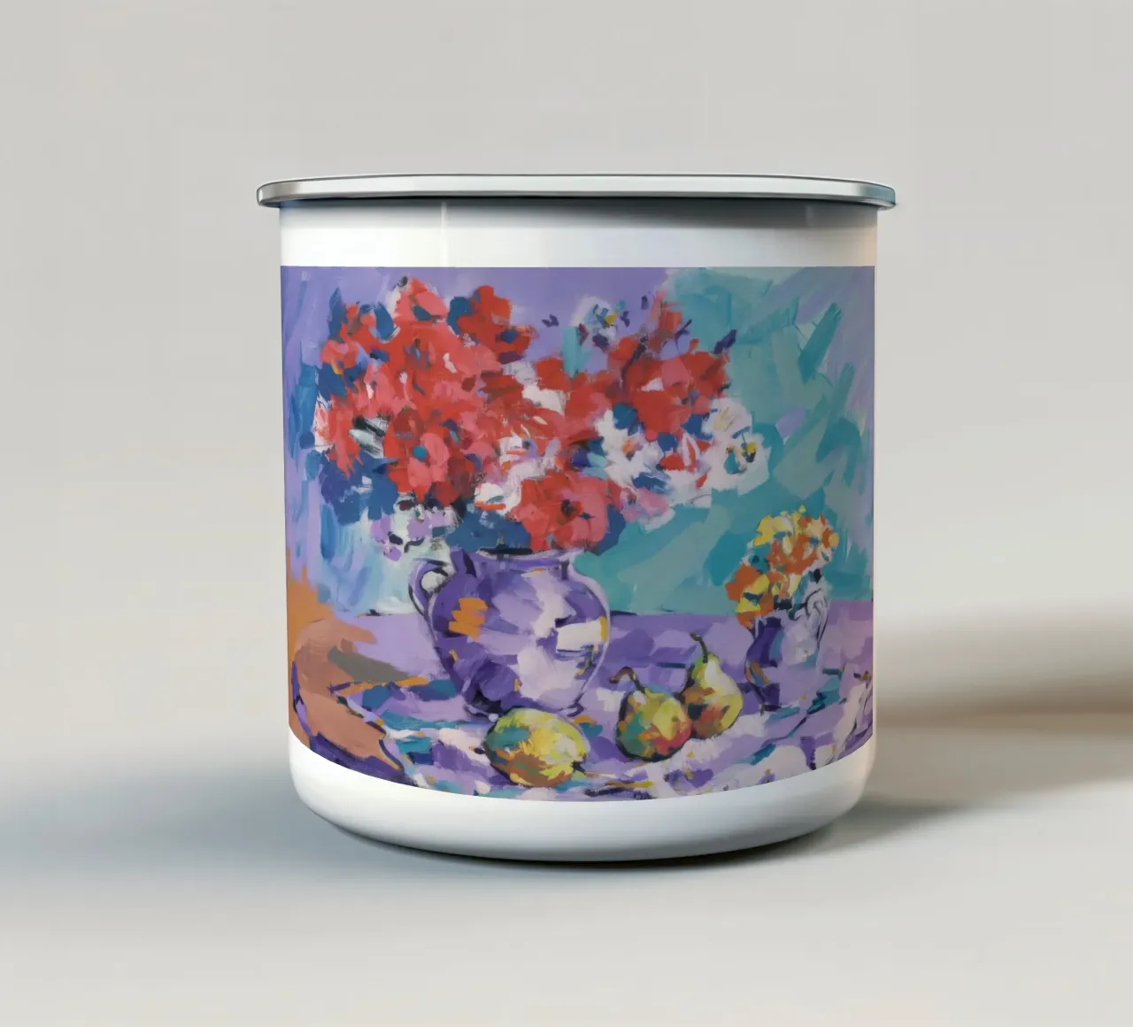 Medley di fiori di corallo tazza in smalto da Celestial Harmony