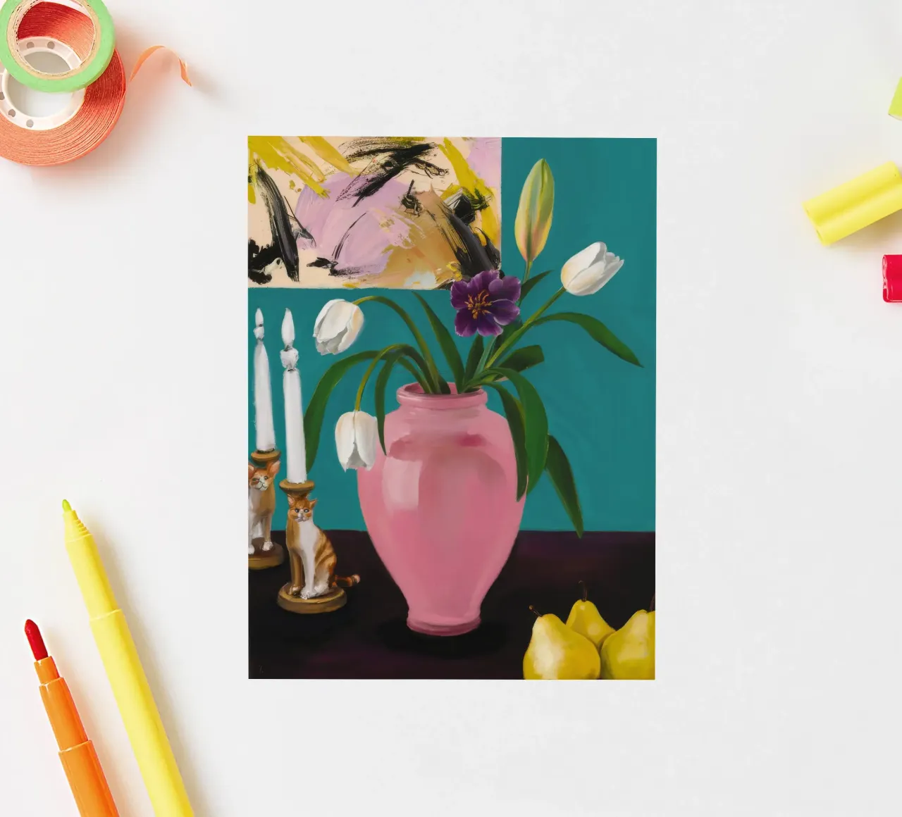 Tulipán Cerise Limones pegatina de Opal Strokes