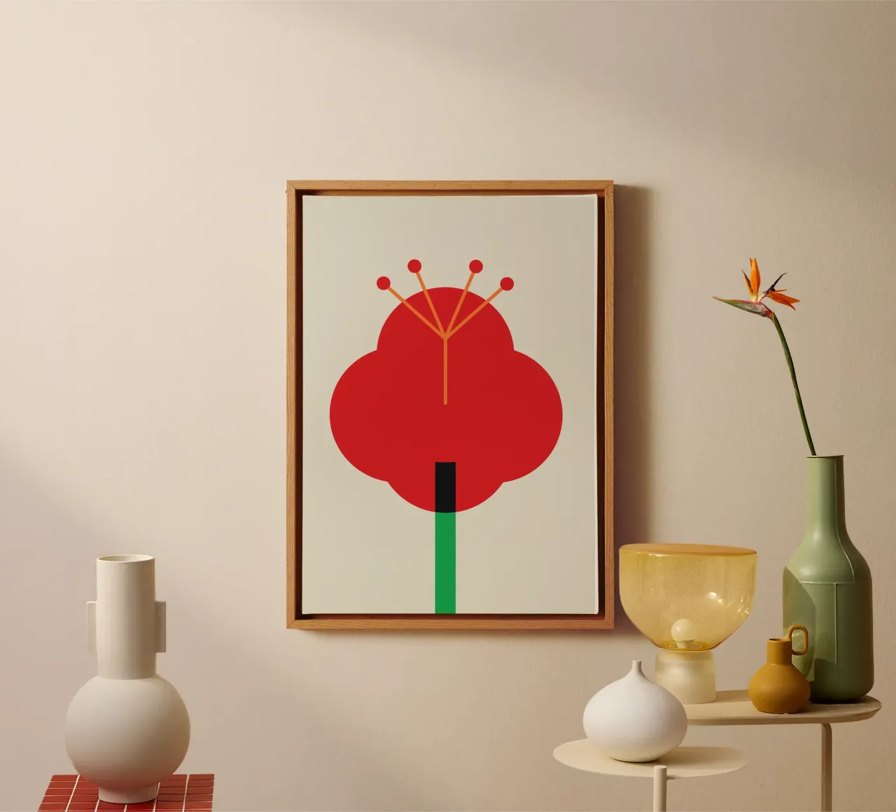 Bauhaus Rosso Fiorito tela con Cornice a cassetta da Family Bauhaus Art