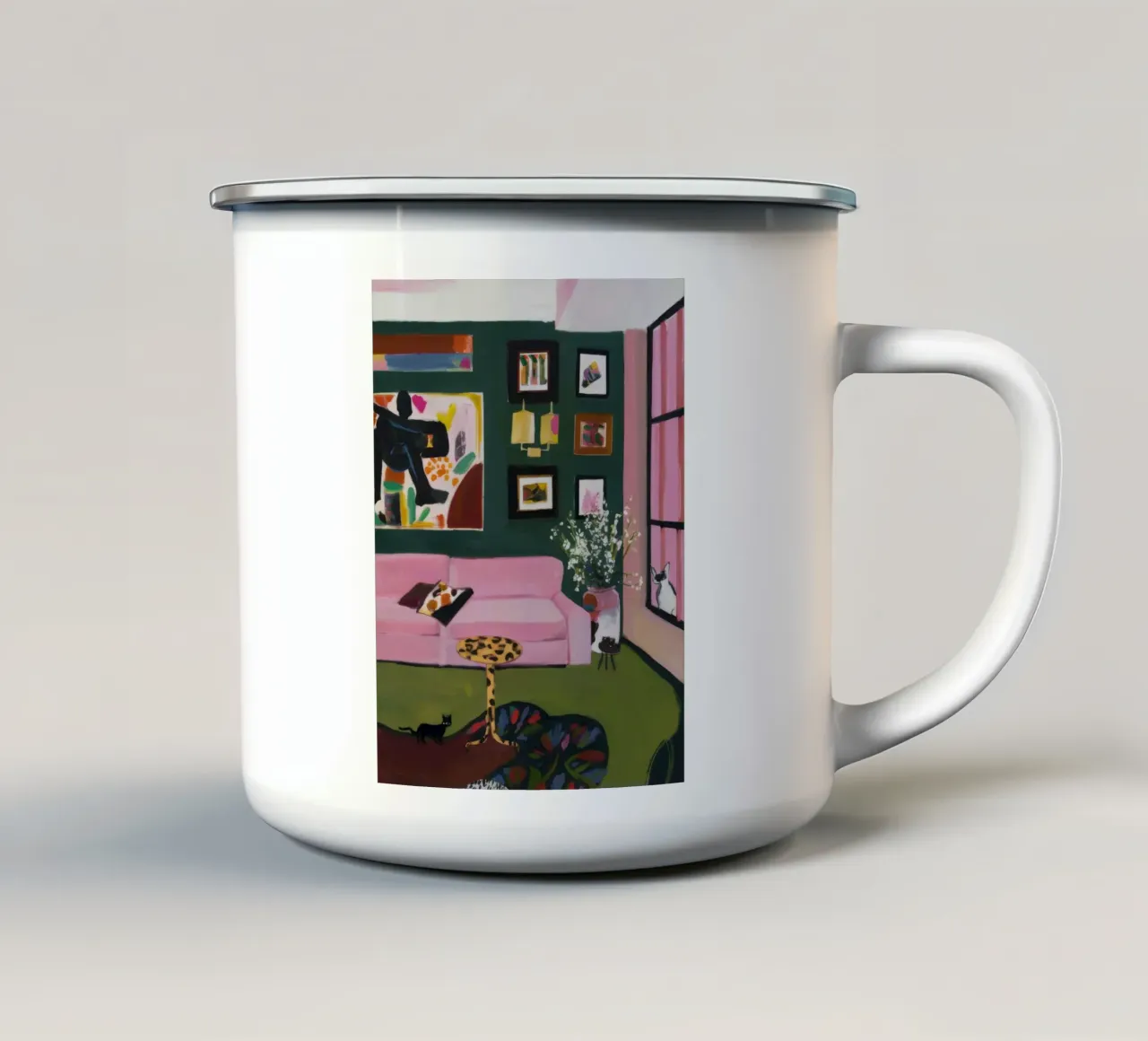 Smaragd-Lounge Muse Emaille Tasse von Opal Strokes