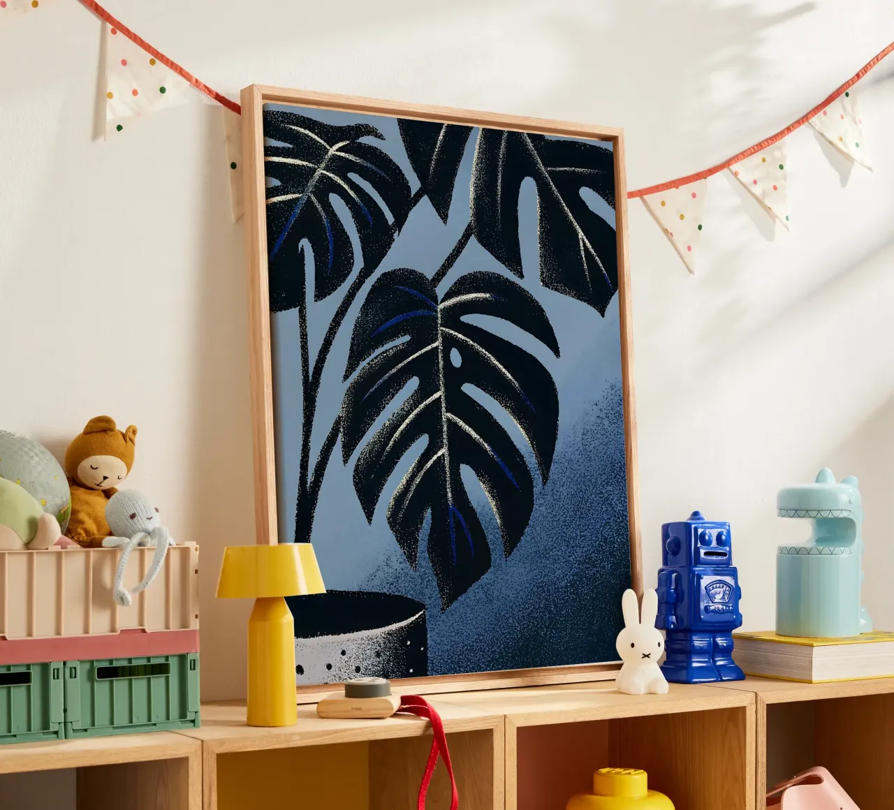 Monsterabloem in een vaas canvas met Baklijst van SOUL SHOP