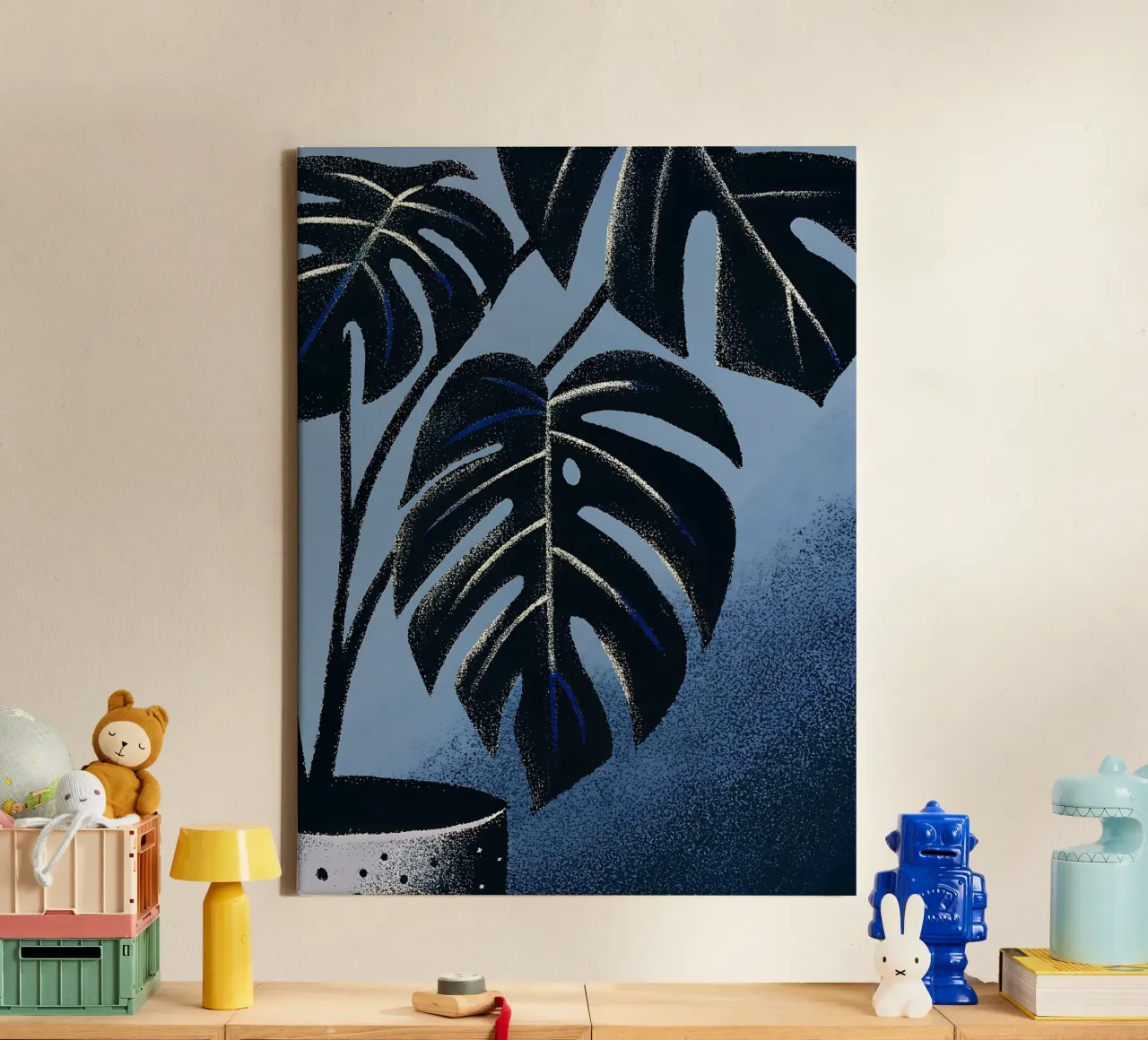 Monsterabloem in een vaas canvas met Baklijst van SOUL SHOP