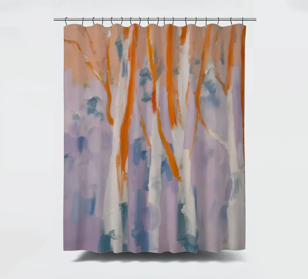 Amber Birch Illumination shower curtain by Radiance Landscape