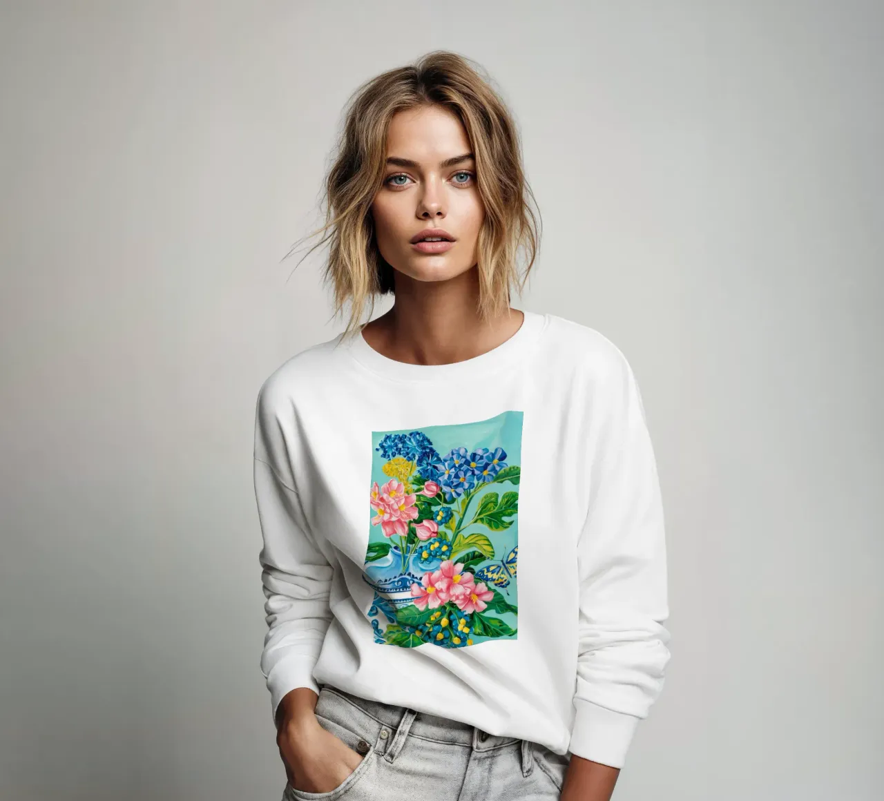 Azure Bloom Flutter Sweatshirt von Infinite Chroma