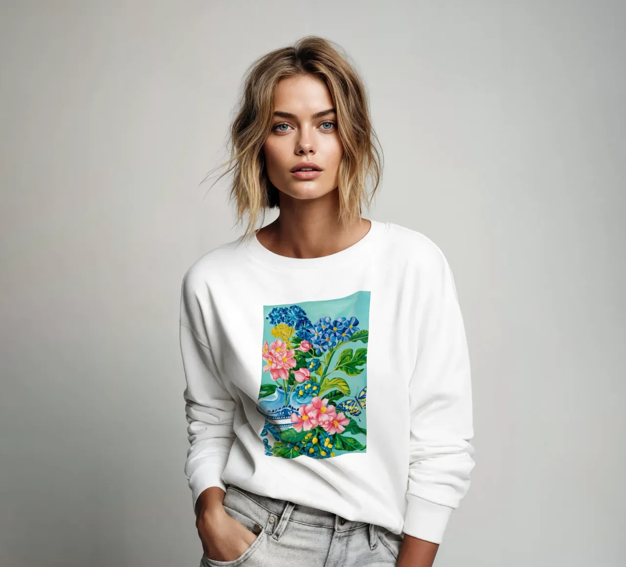 Azure Bloom Flutter Sweatshirt von Infinite Chroma