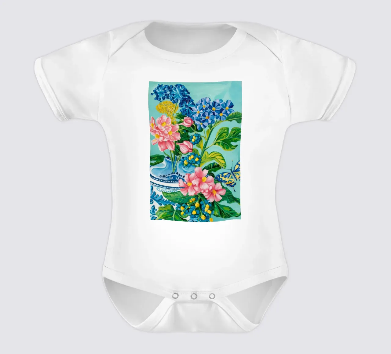 Azure Bloom Flutter Kurzarm Babybody von Infinite Chroma