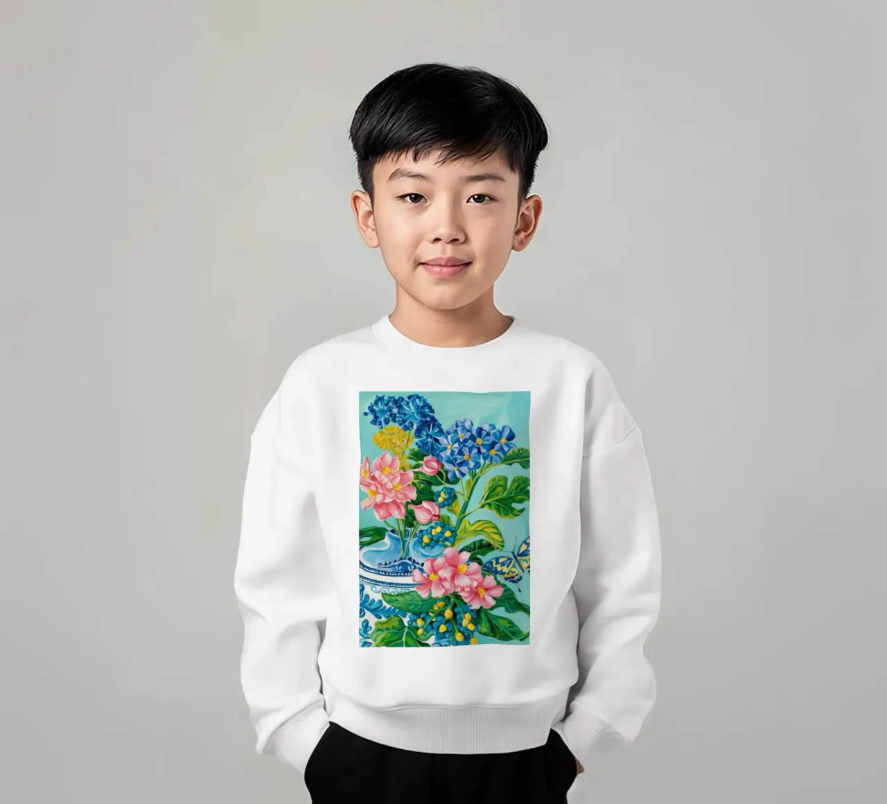 Azure Bloom Flutter sudadera para niño de Infinite Chroma
