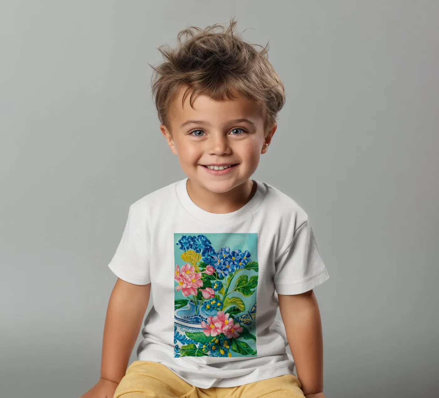 Fiore Azzurro Fluttuante t-shirt bambini da Infinite Chroma