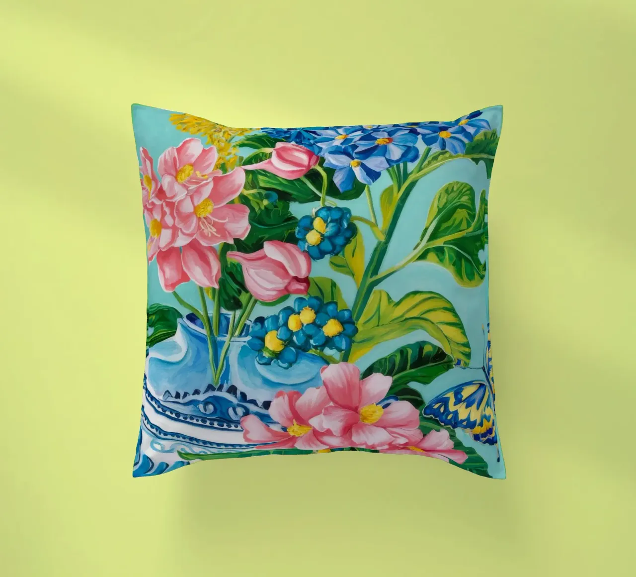 Azure Bloom Flutter decorative cushion by Infinite Chroma