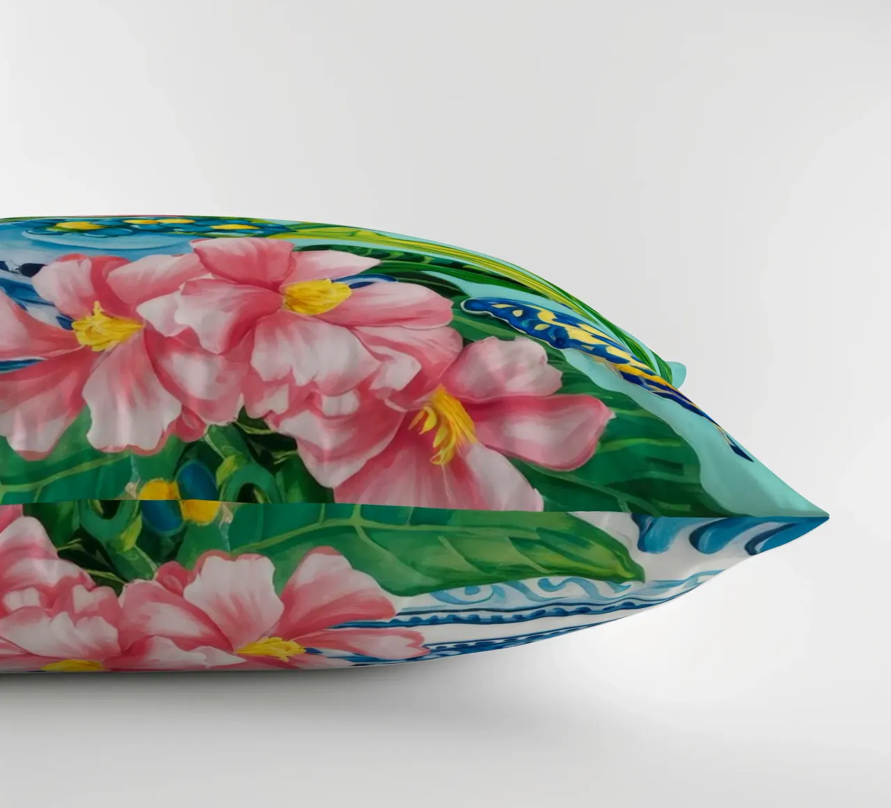 Azure Bloom Flutter decorative cushion by Infinite Chroma