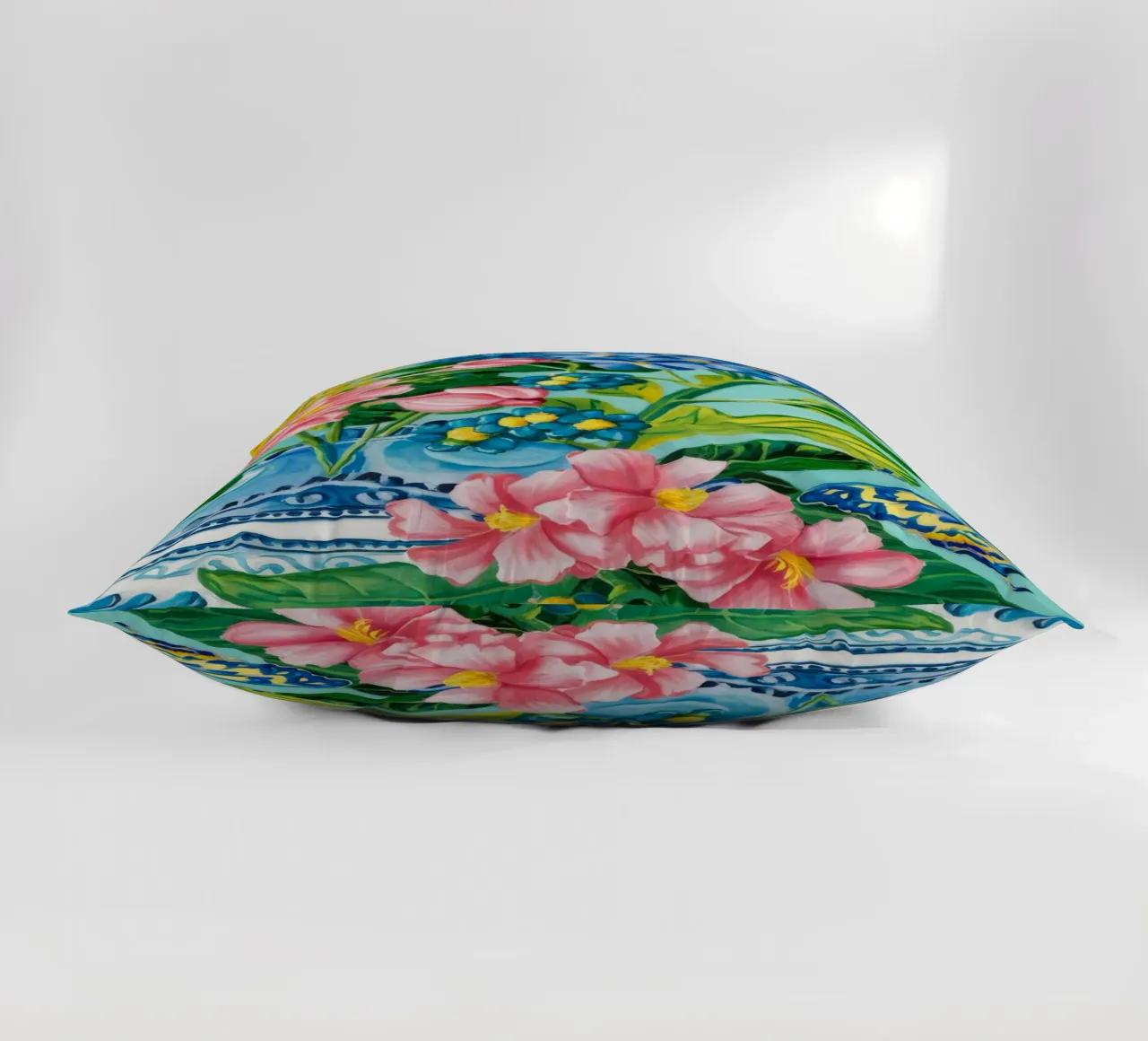 Azure Bloom Flutter decorative cushion by Infinite Chroma