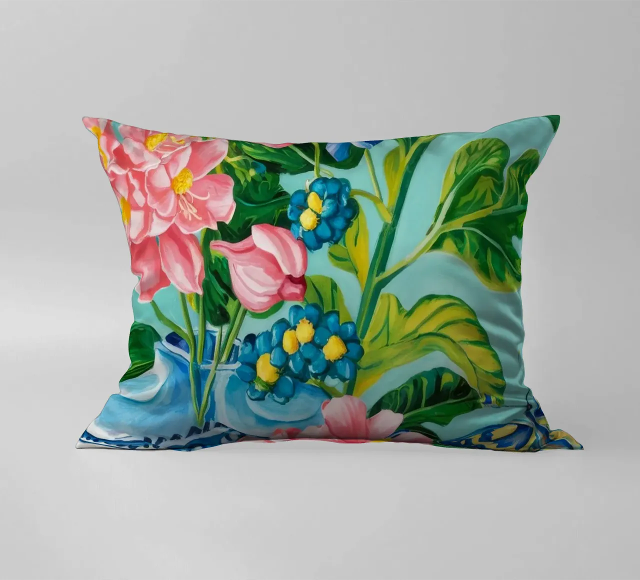 Azure Bloom Flutter decorative cushion by Infinite Chroma
