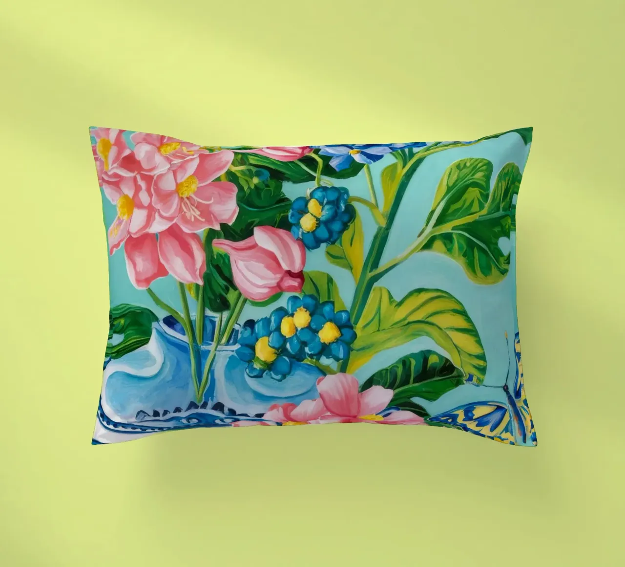 Azure Bloom Flutter decorative cushion by Infinite Chroma
