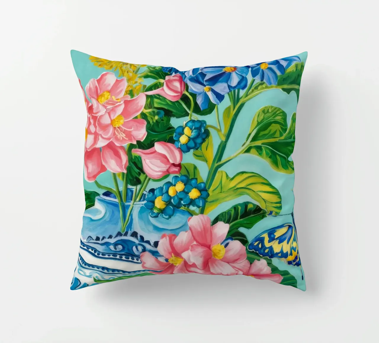 Azure Bloom Flutter decorative cushion by Infinite Chroma