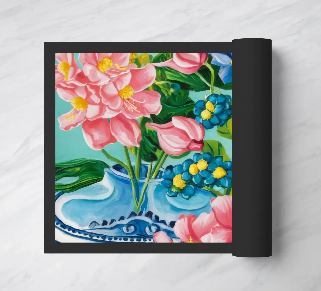 Azure Bloom Flutter doormat by Infinite Chroma