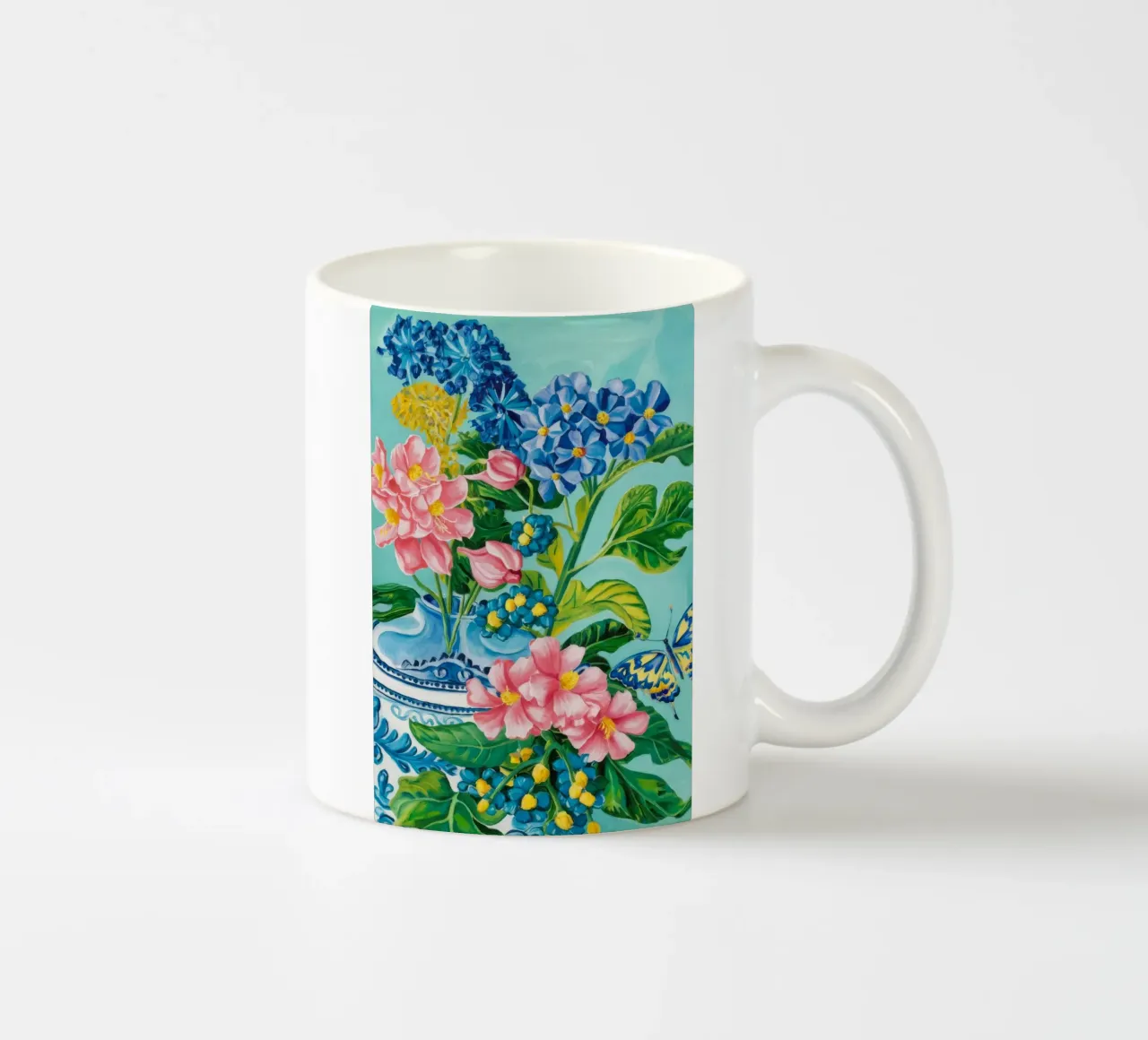 Azure Bloom Flutter taza de cerámica de Infinite Chroma