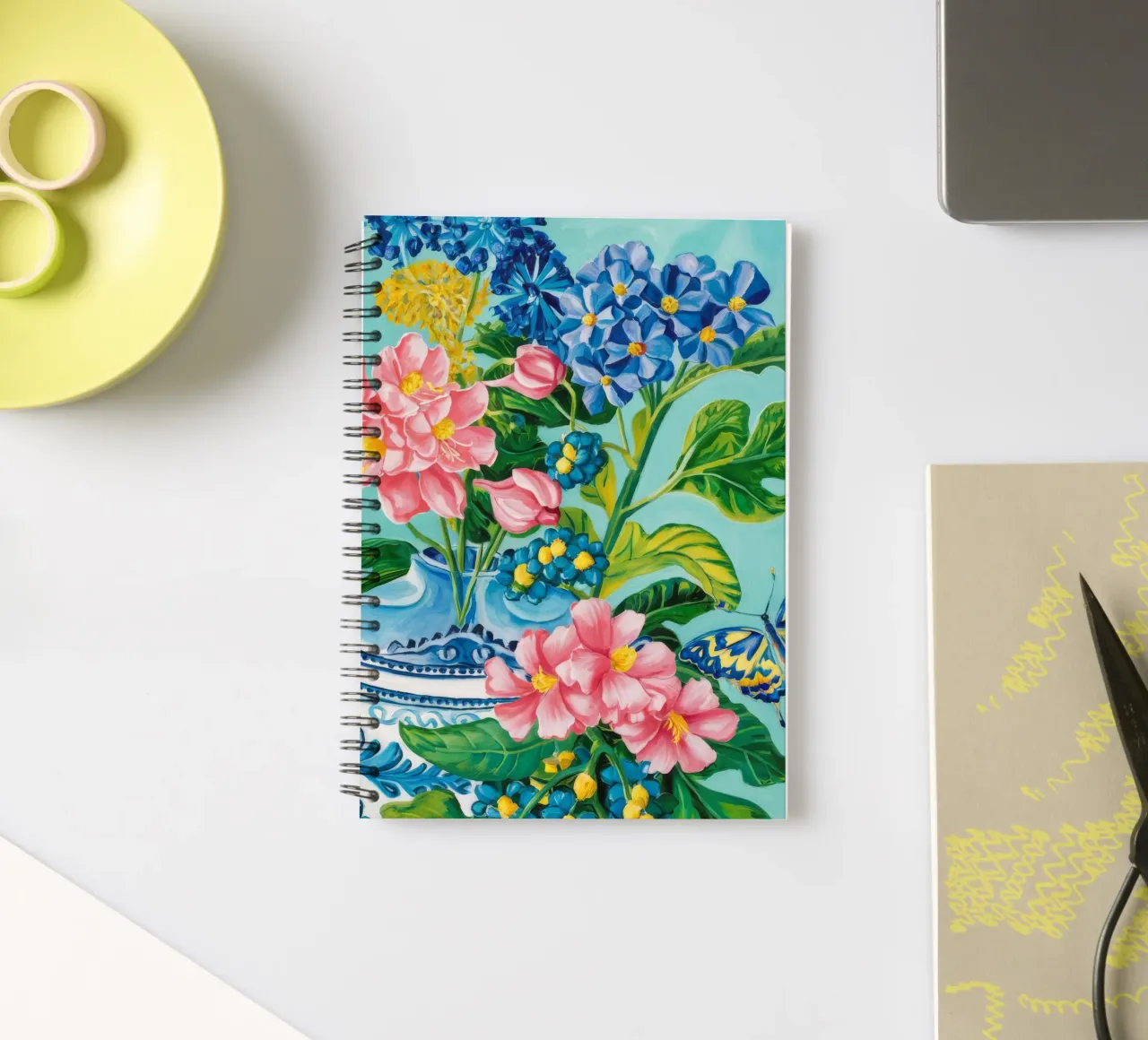 Azure Bloom Flutter spiral notebook by Infinite Chroma