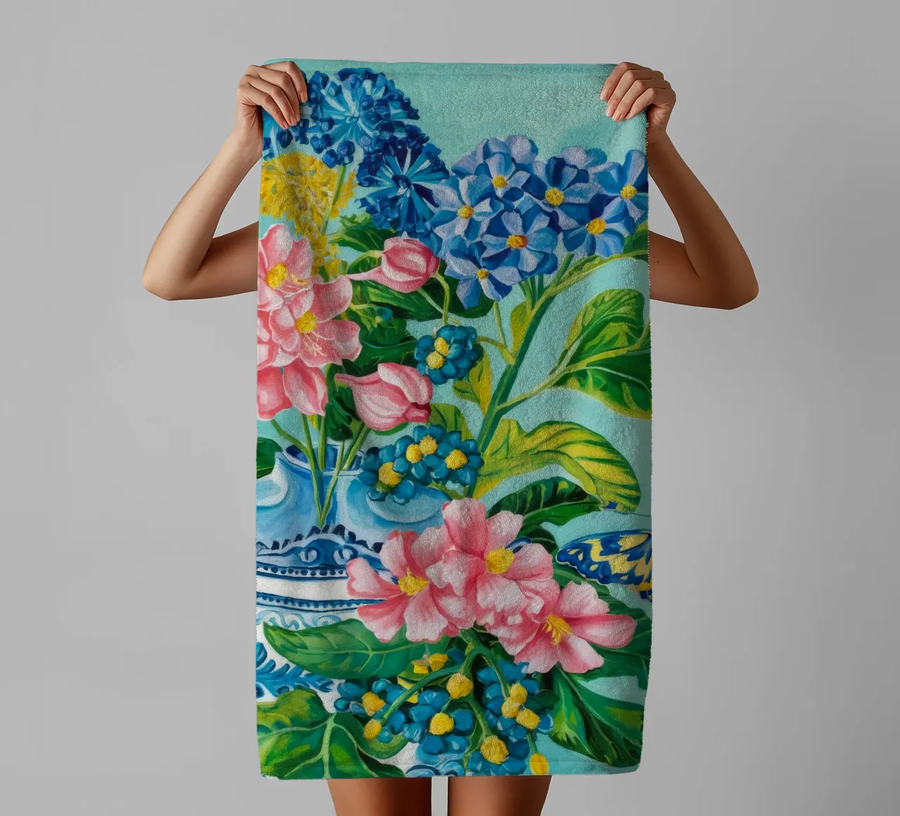 Azure Bloom Flutter towel by Infinite Chroma