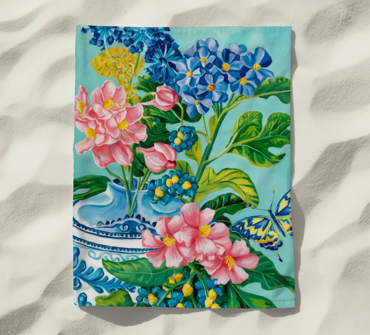 Azure Bloom Flutter toalla de playa de Infinite Chroma