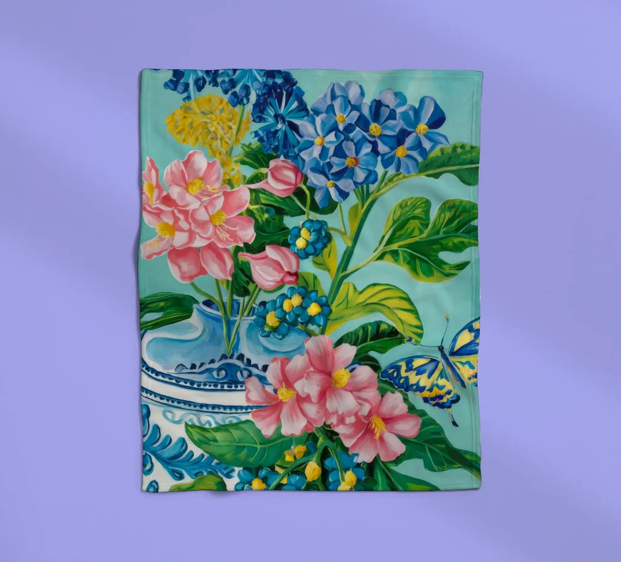 Azure Bloom Flutter Fleecedecke von Infinite Chroma