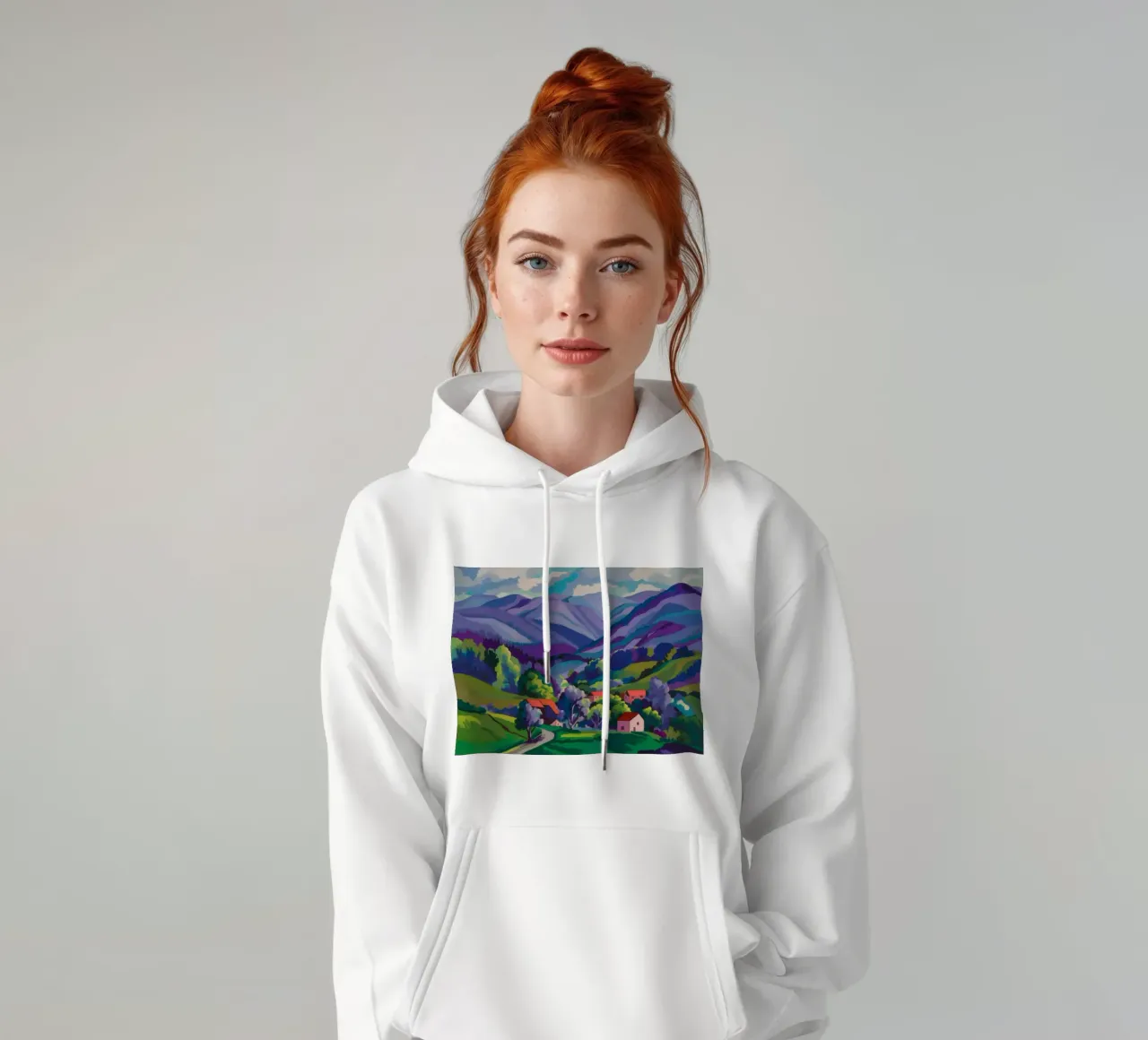 Dorp Hillside Patchwork hoodie van Radiance Landscape