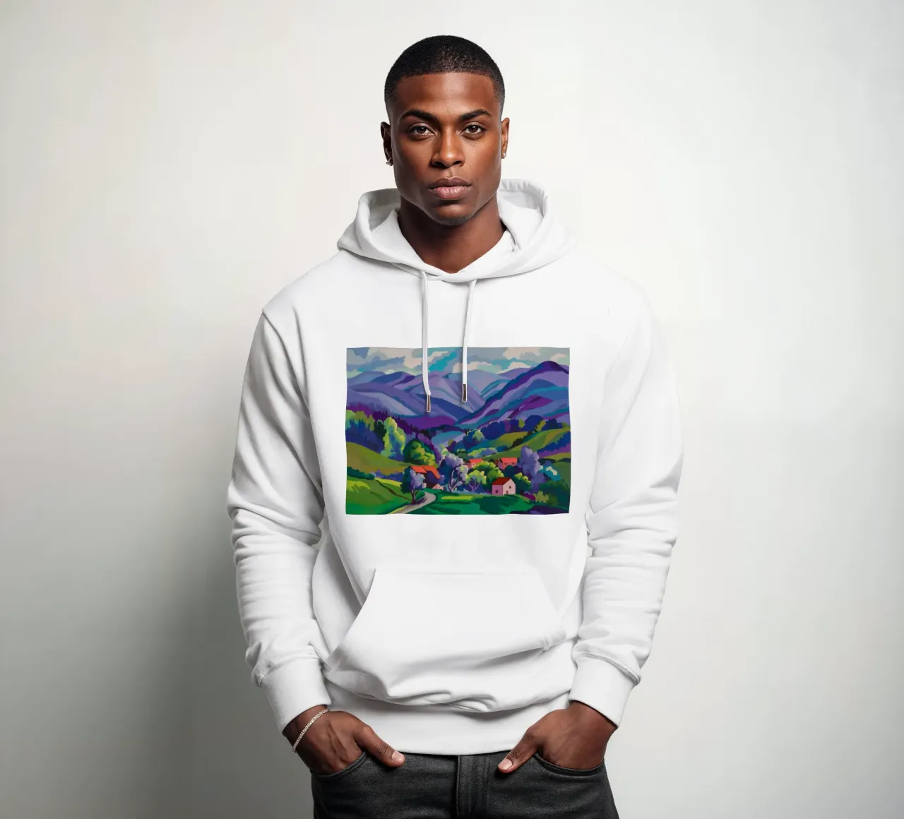 Dorp Hillside Patchwork hoodie van Radiance Landscape