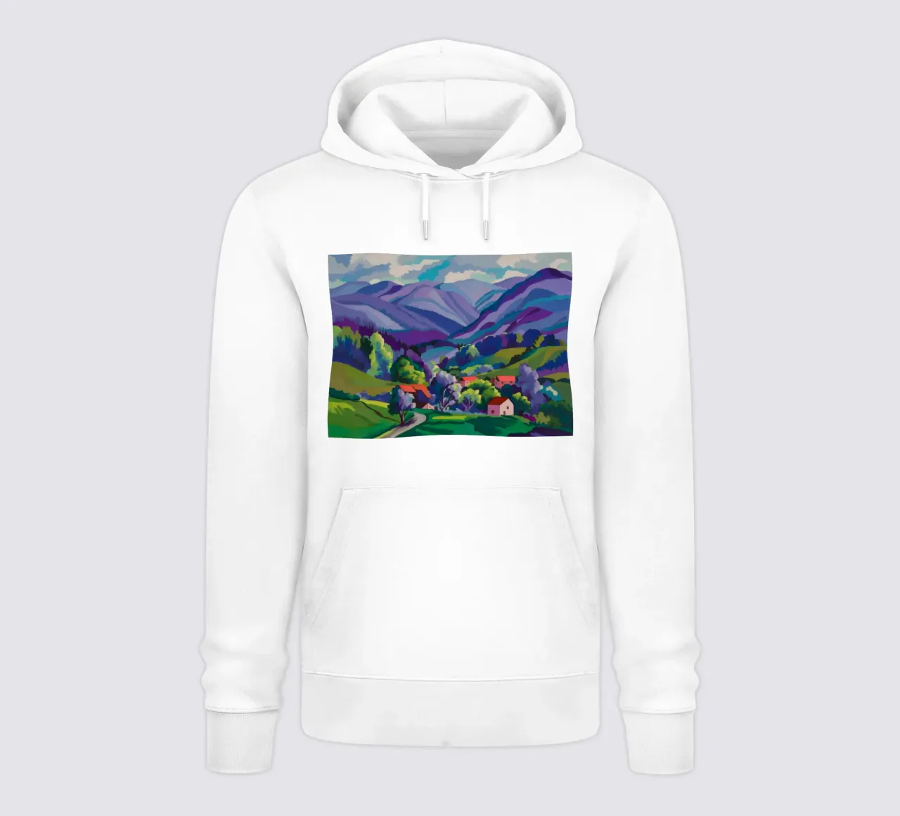 Dorp Hillside Patchwork hoodie van Radiance Landscape