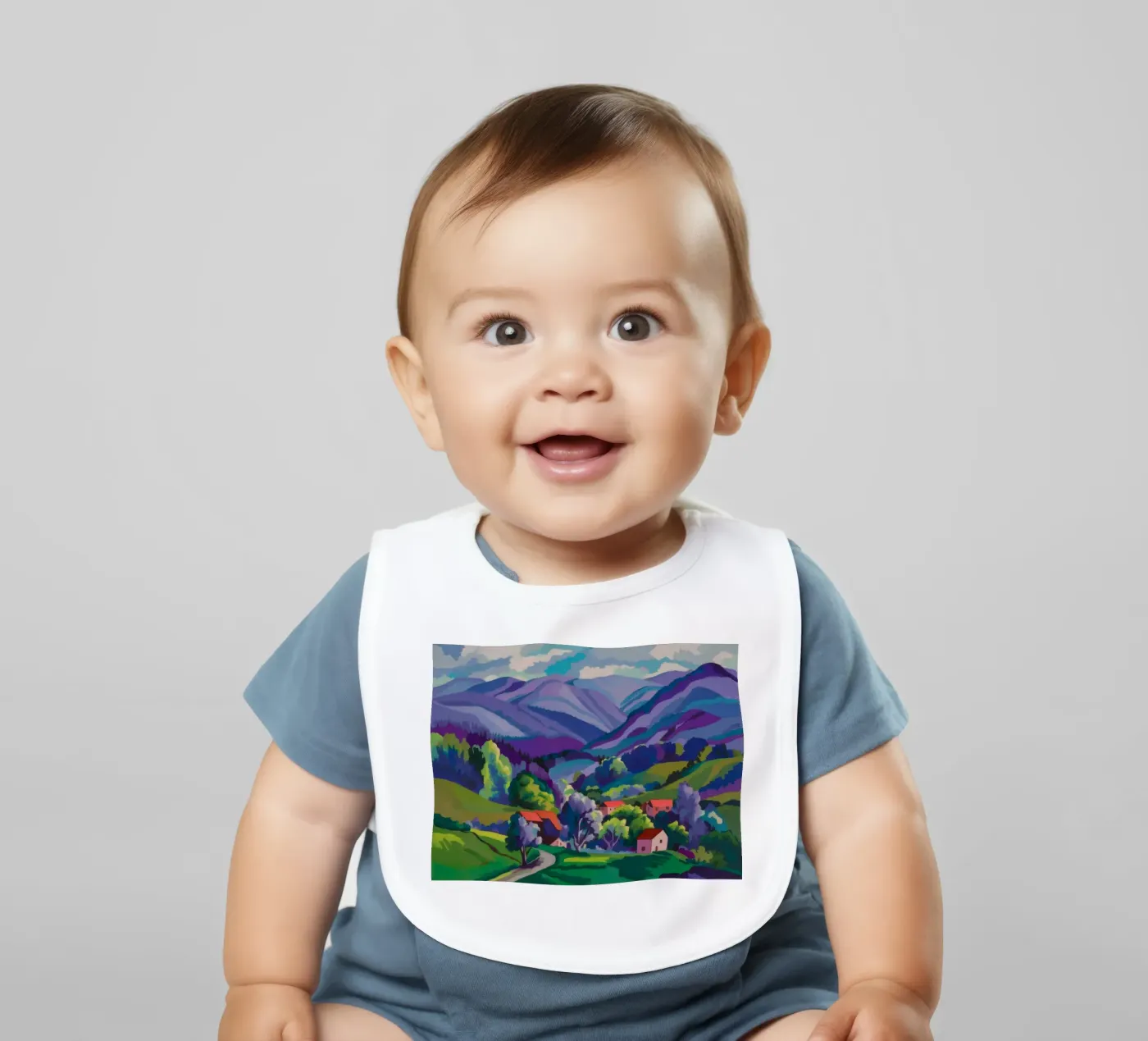 Dorp Hillside Patchwork baby slabbetje van Radiance Landscape