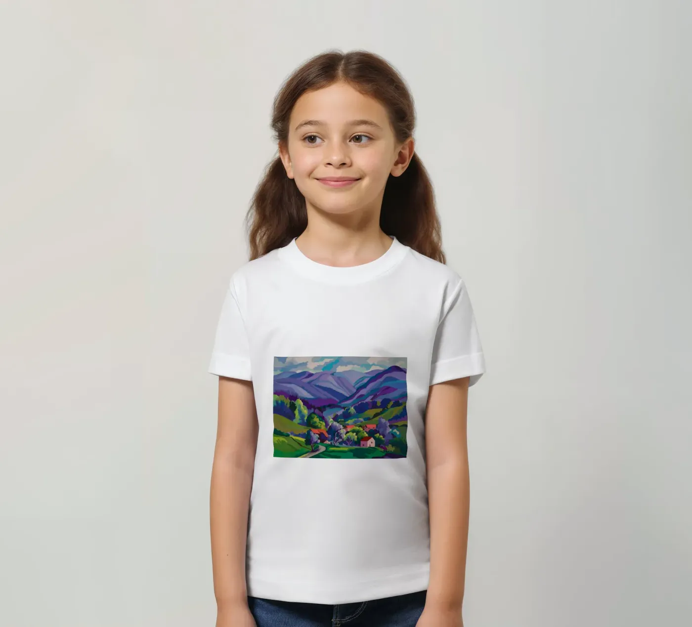 Dorp Hillside Patchwork kinder t-shirt van Radiance Landscape