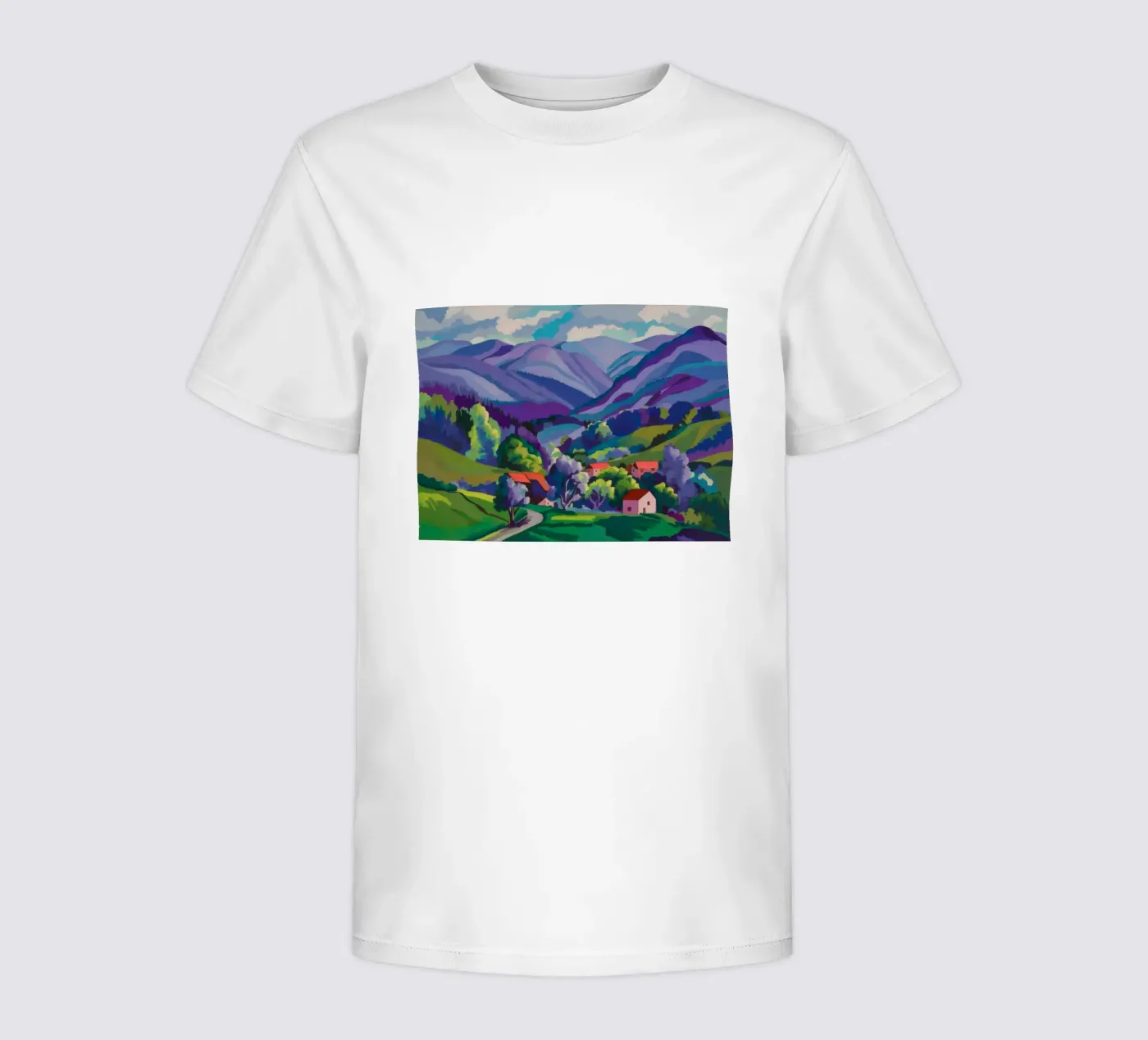 Dorp Hillside Patchwork kinder t-shirt van Radiance Landscape