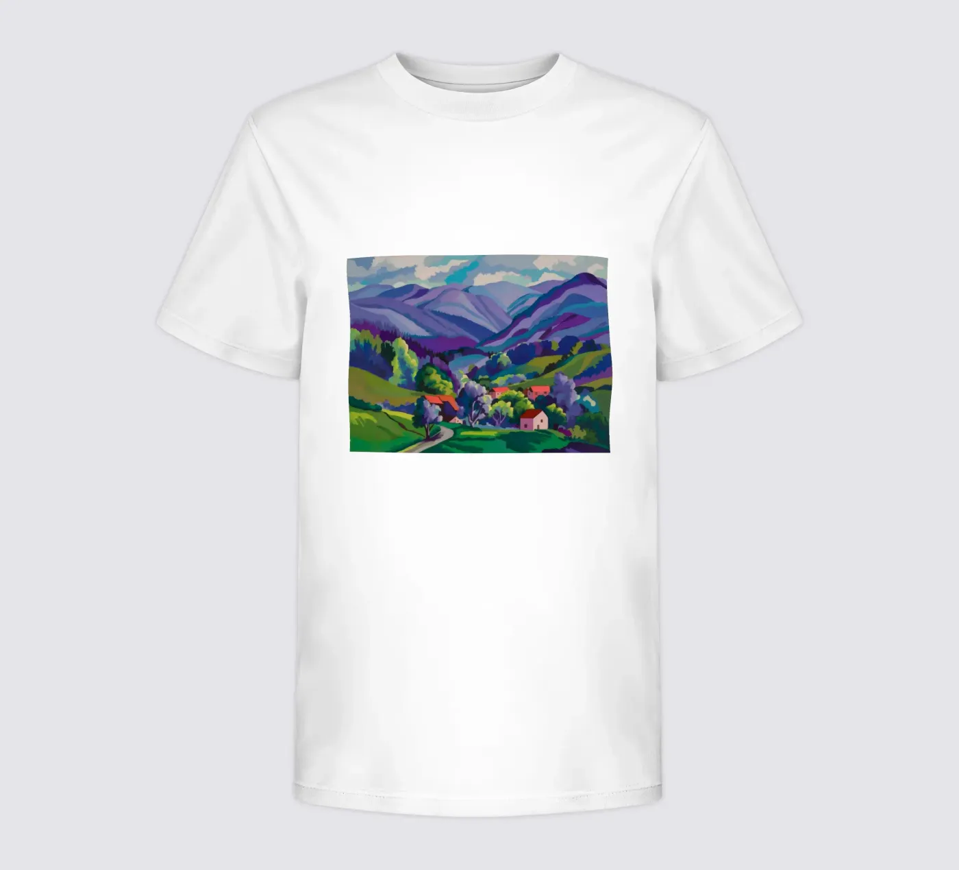 Dorp Hillside Patchwork kinder t-shirt van Radiance Landscape