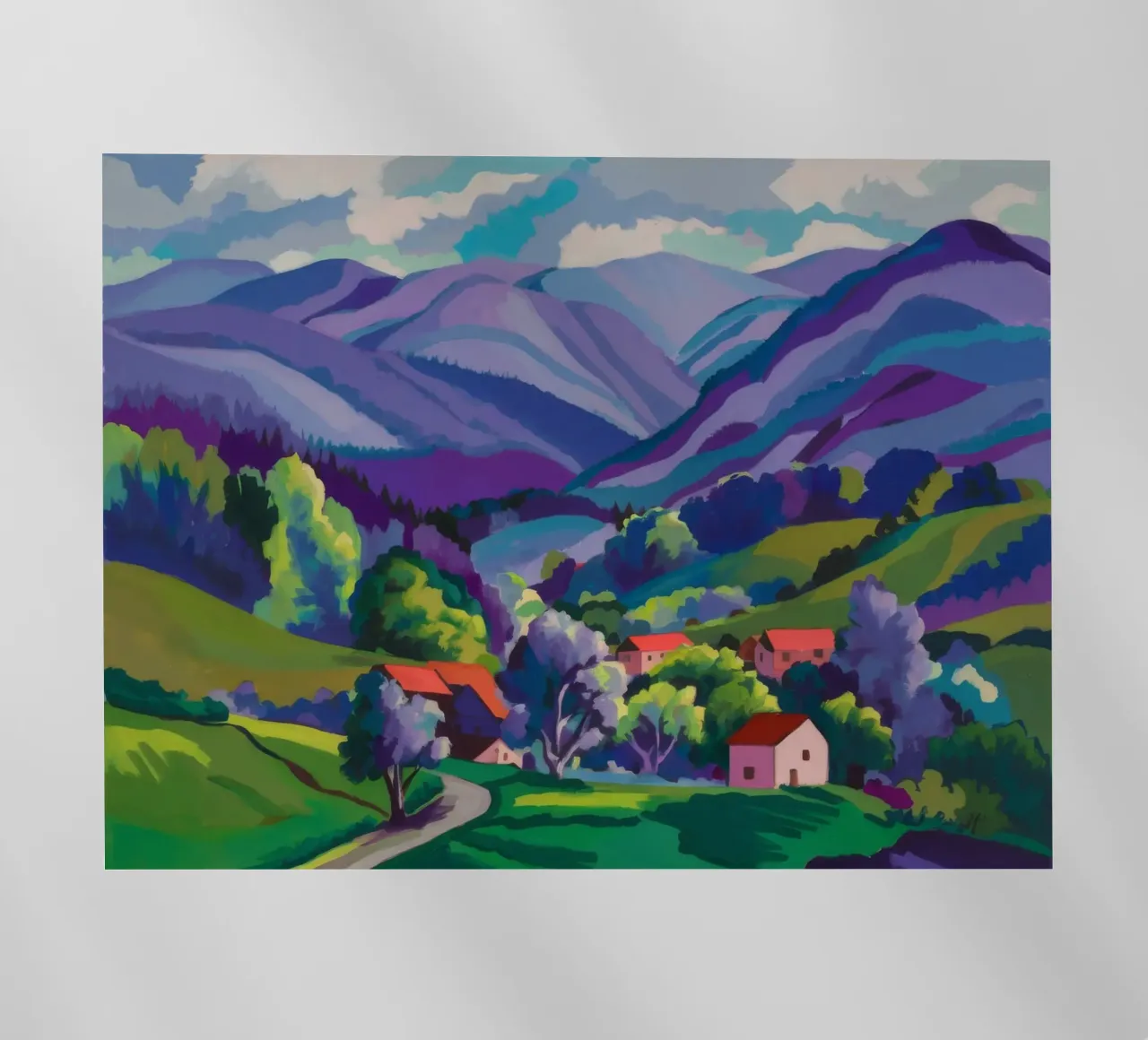 Dorp Hillside Patchwork backlit folie van Radiance Landscape