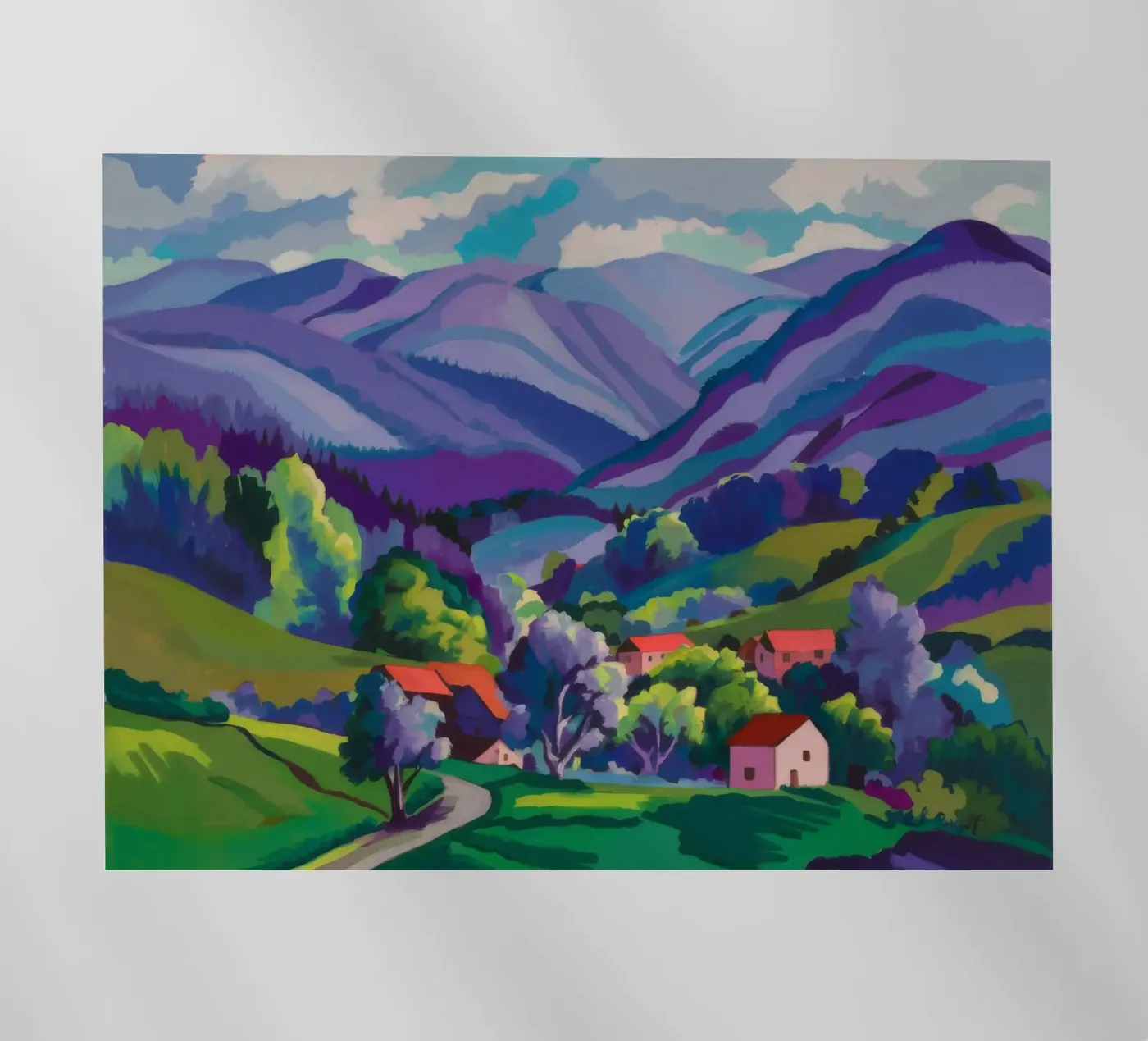 Villaggio Hillside Patchwork pellicola backlit da Radiance Landscape