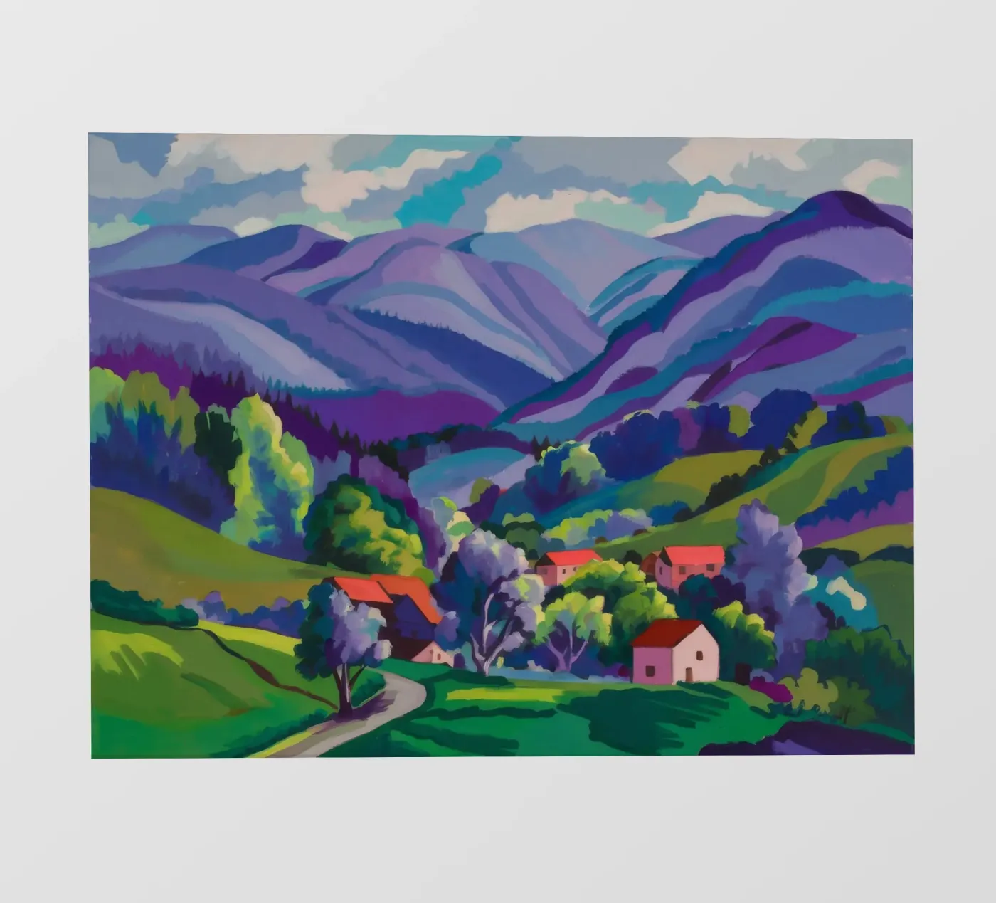 Villaggio Hillside Patchwork pellicola backlit da Radiance Landscape