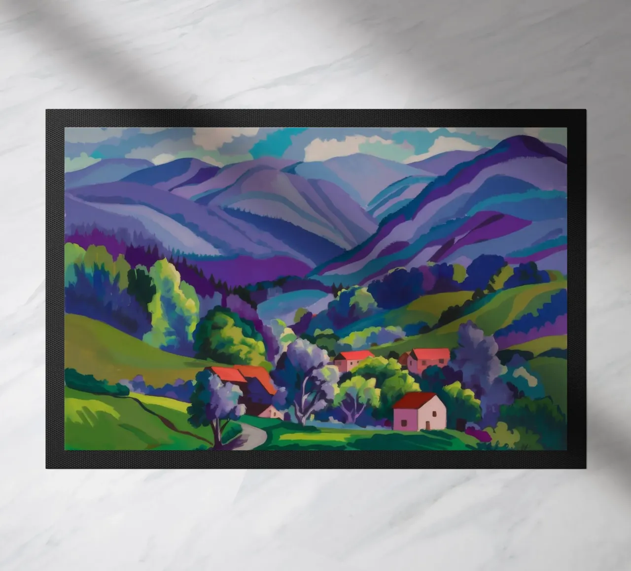 Dorp Hillside Patchwork deurmat van Radiance Landscape