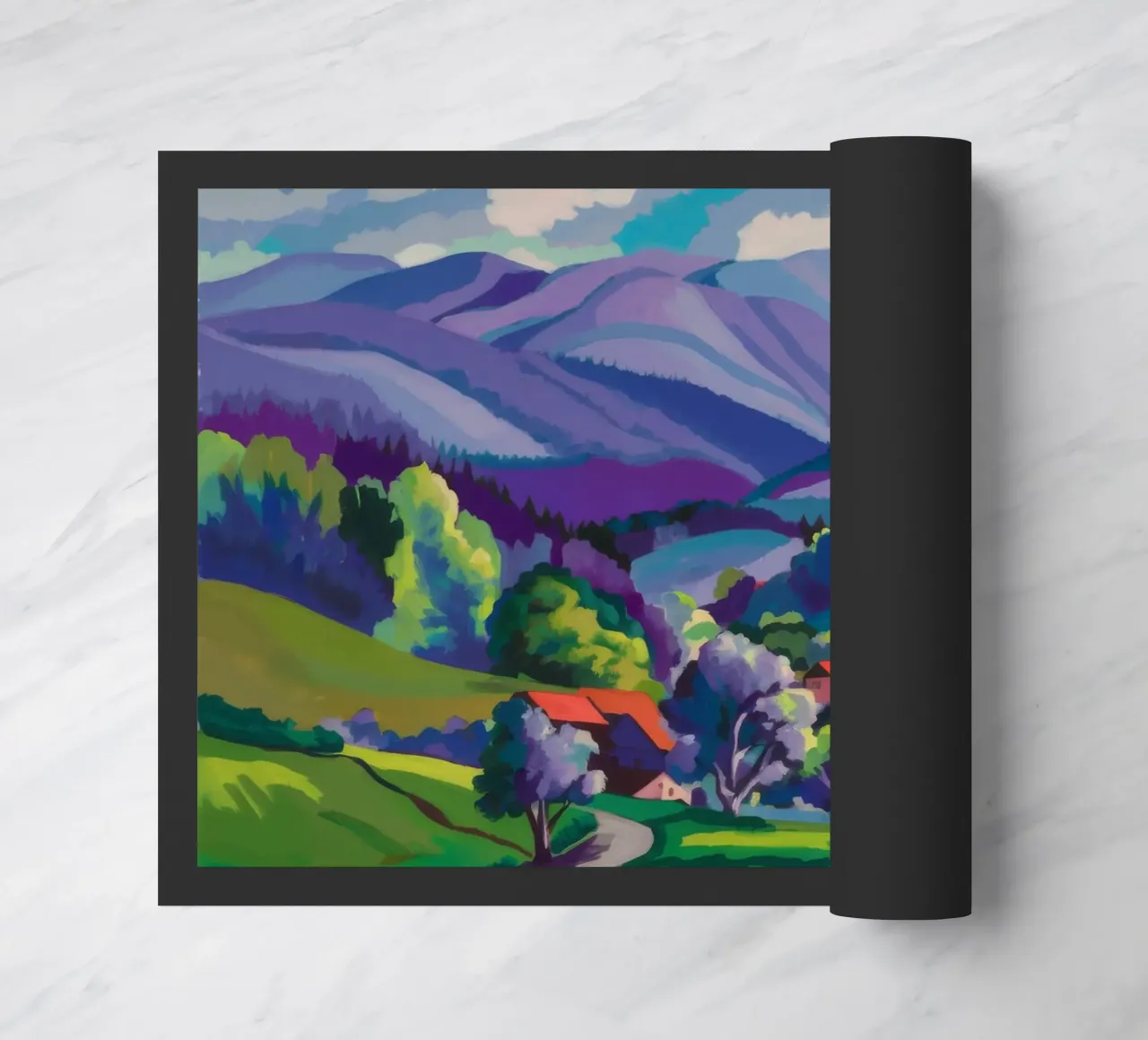 Dorp Hillside Patchwork deurmat van Radiance Landscape