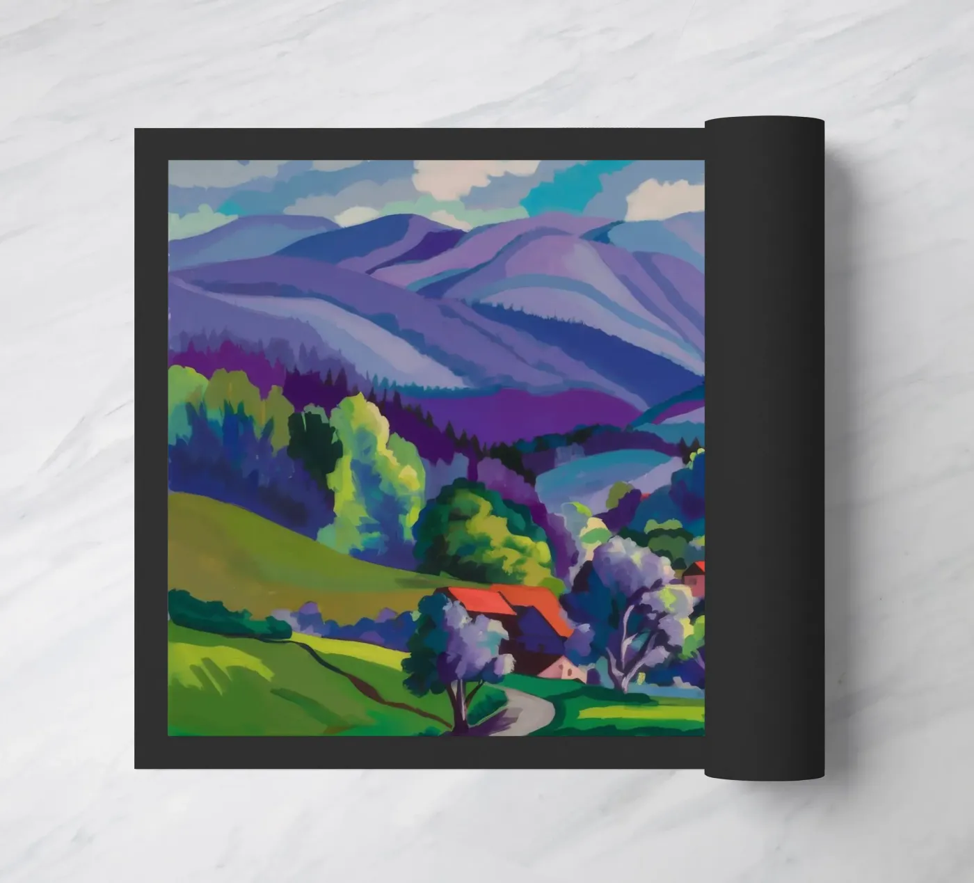 Dorp Hillside Patchwork deurmat van Radiance Landscape