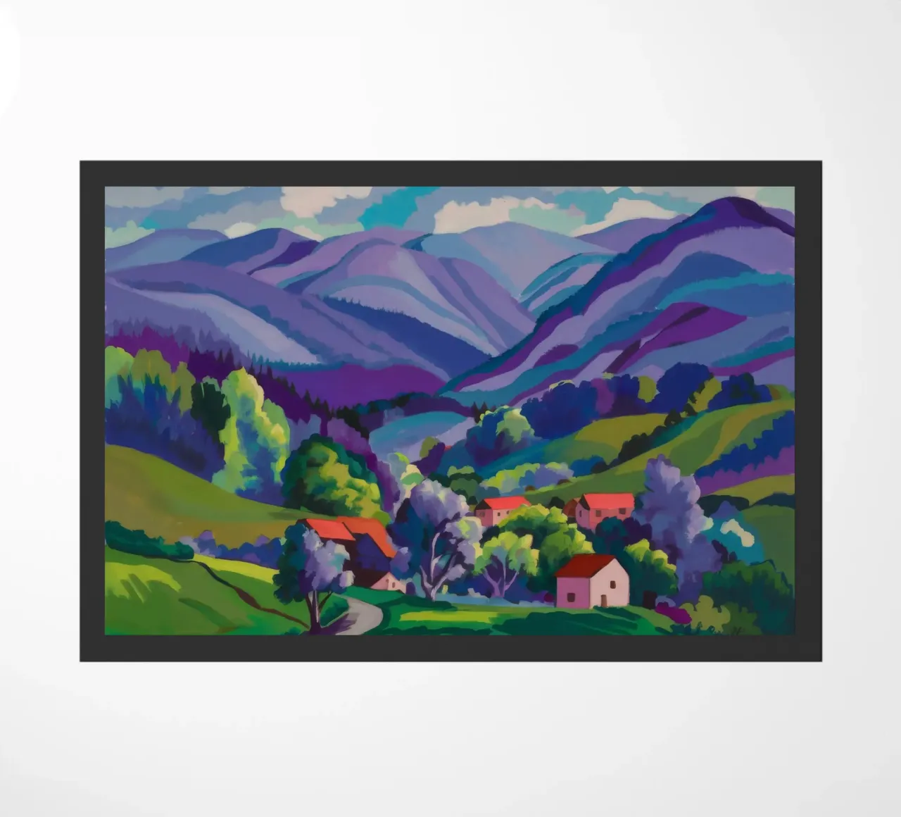 Dorp Hillside Patchwork deurmat van Radiance Landscape