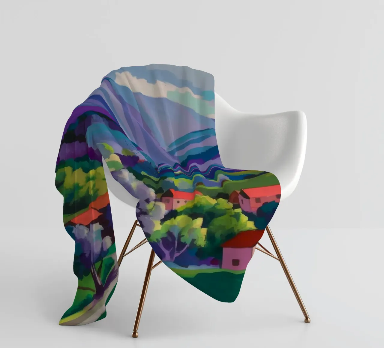 Dorp Hillside Patchwork fleecedeken van Radiance Landscape