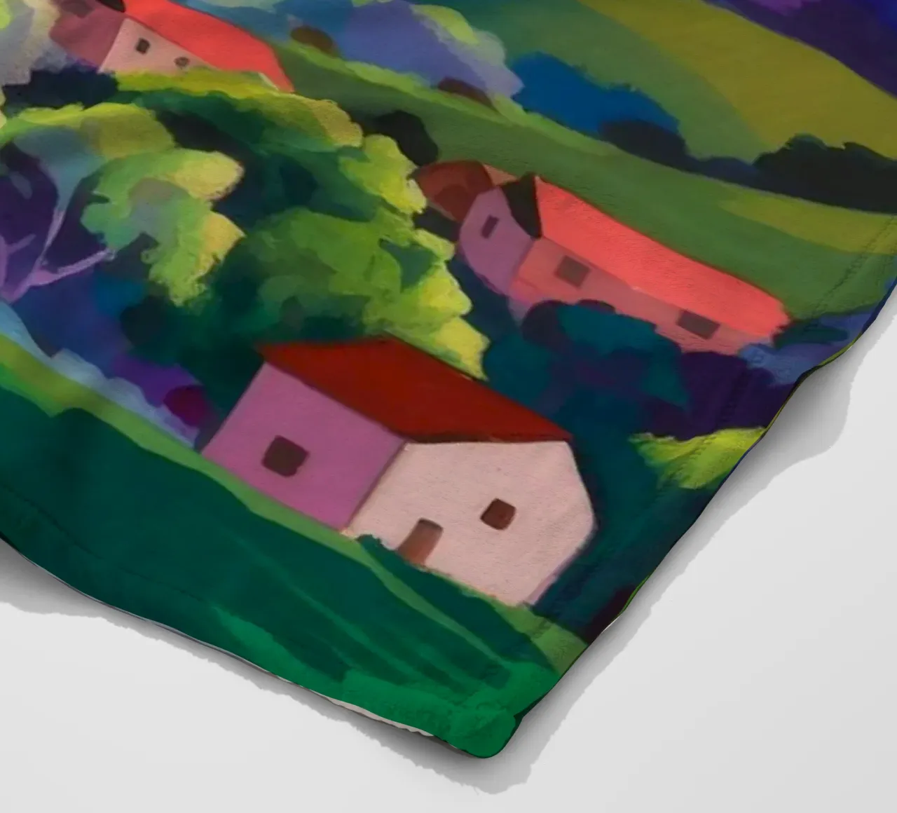 Dorp Hillside Patchwork fleecedeken van Radiance Landscape