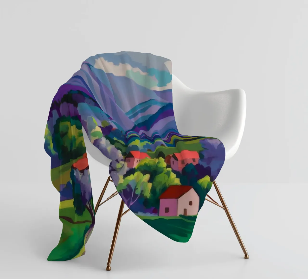 Dorp Hillside Patchwork fleecedeken van Radiance Landscape