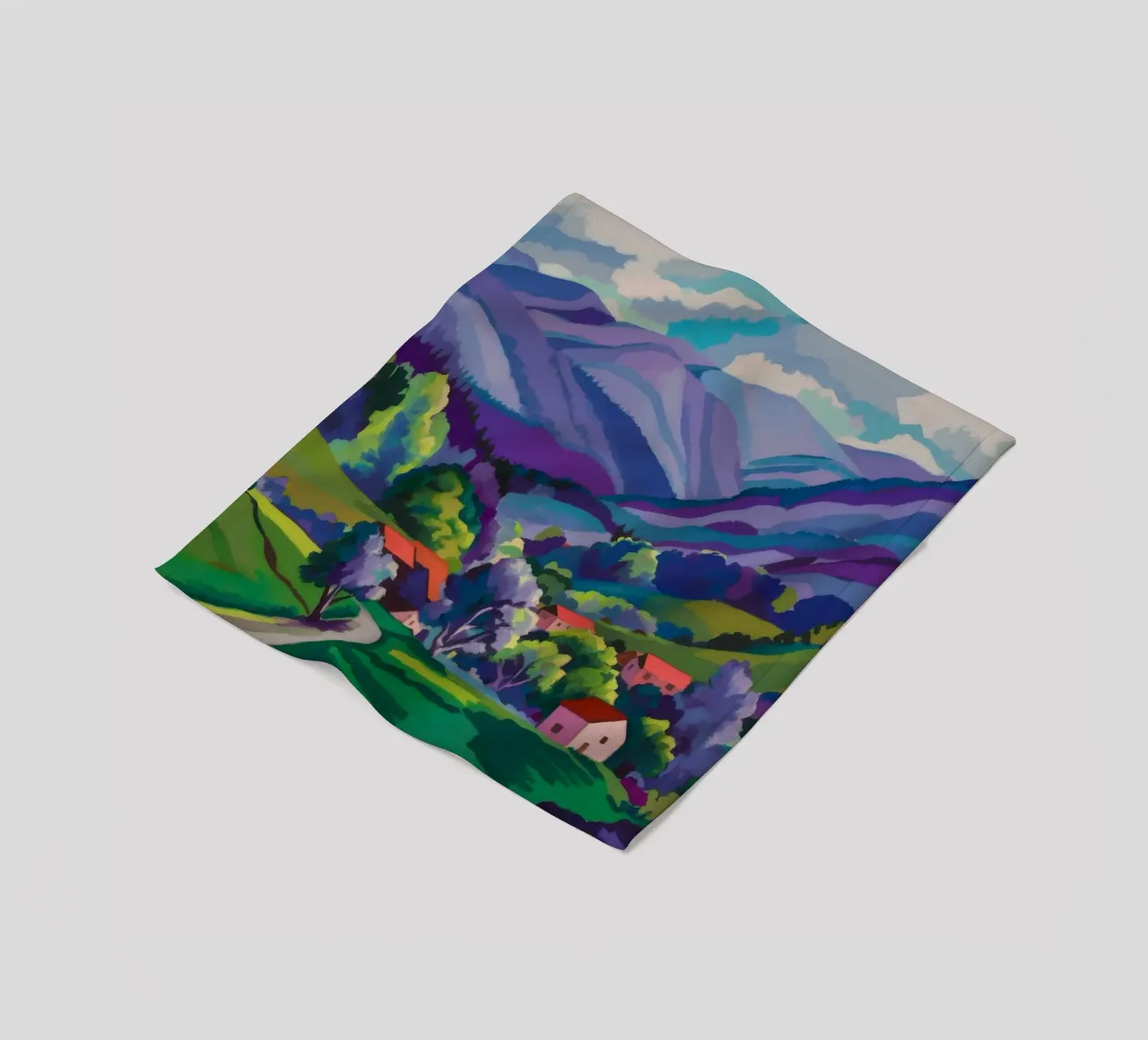 Dorp Hillside Patchwork fleecedeken van Radiance Landscape