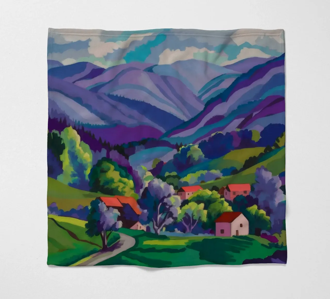 Dorp Hillside Patchwork fleecedeken van Radiance Landscape