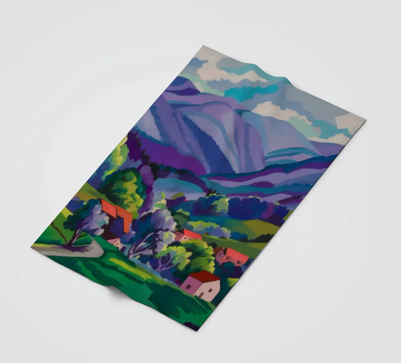 Dorp Hillside Patchwork fleecedeken van Radiance Landscape