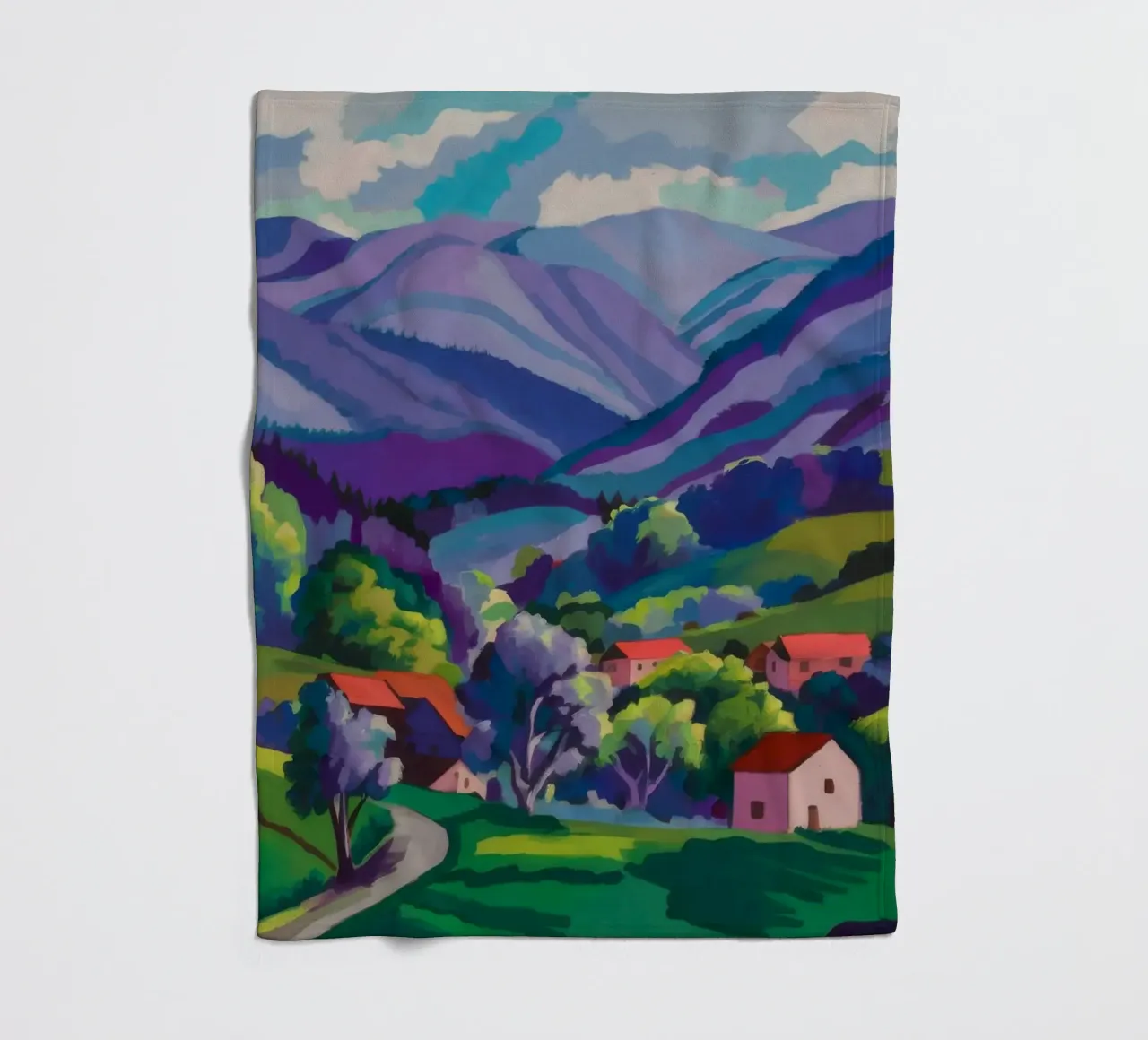 Dorp Hillside Patchwork fleecedeken van Radiance Landscape