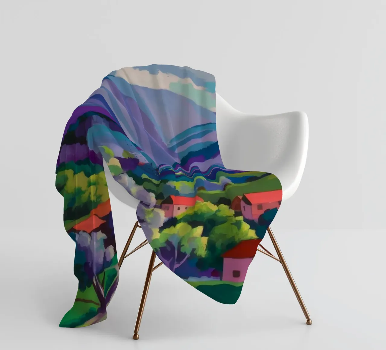 Dorp Hillside Patchwork fleecedeken van Radiance Landscape