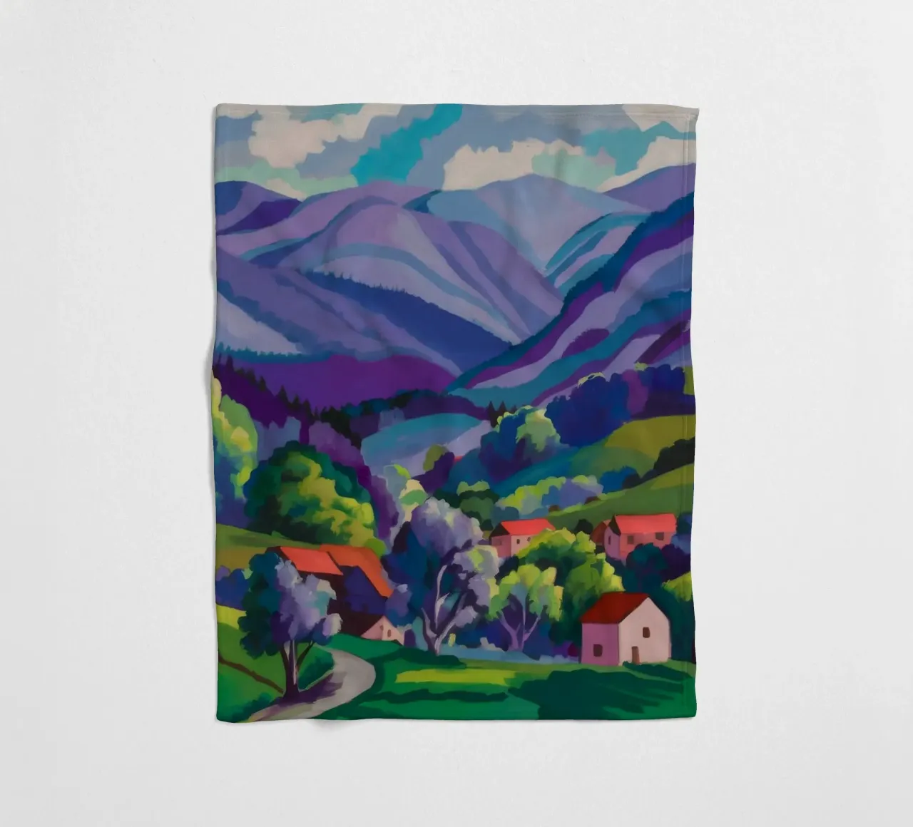 Dorp Hillside Patchwork fleecedeken van Radiance Landscape