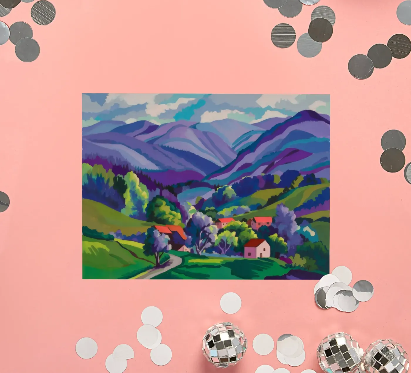 Village Hillside Patchwork Sticker von Radiance Landscape