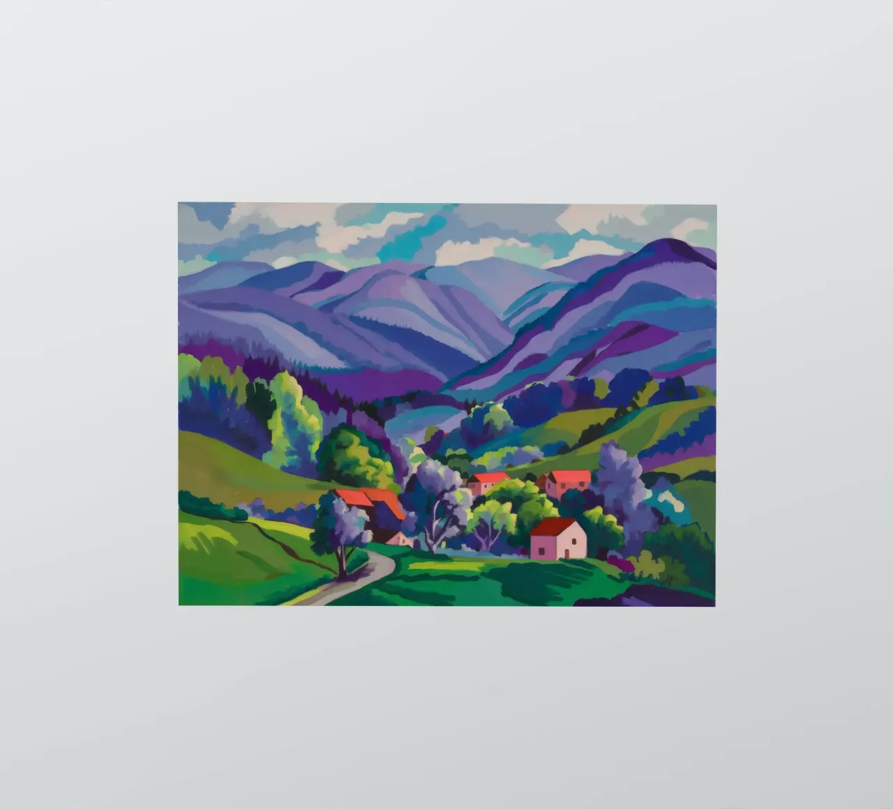 Dorp Hillside Patchwork sticker van Radiance Landscape